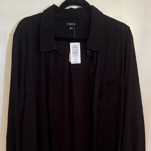 Torrid Deep Black Long Sleeve Button Up Shirt
